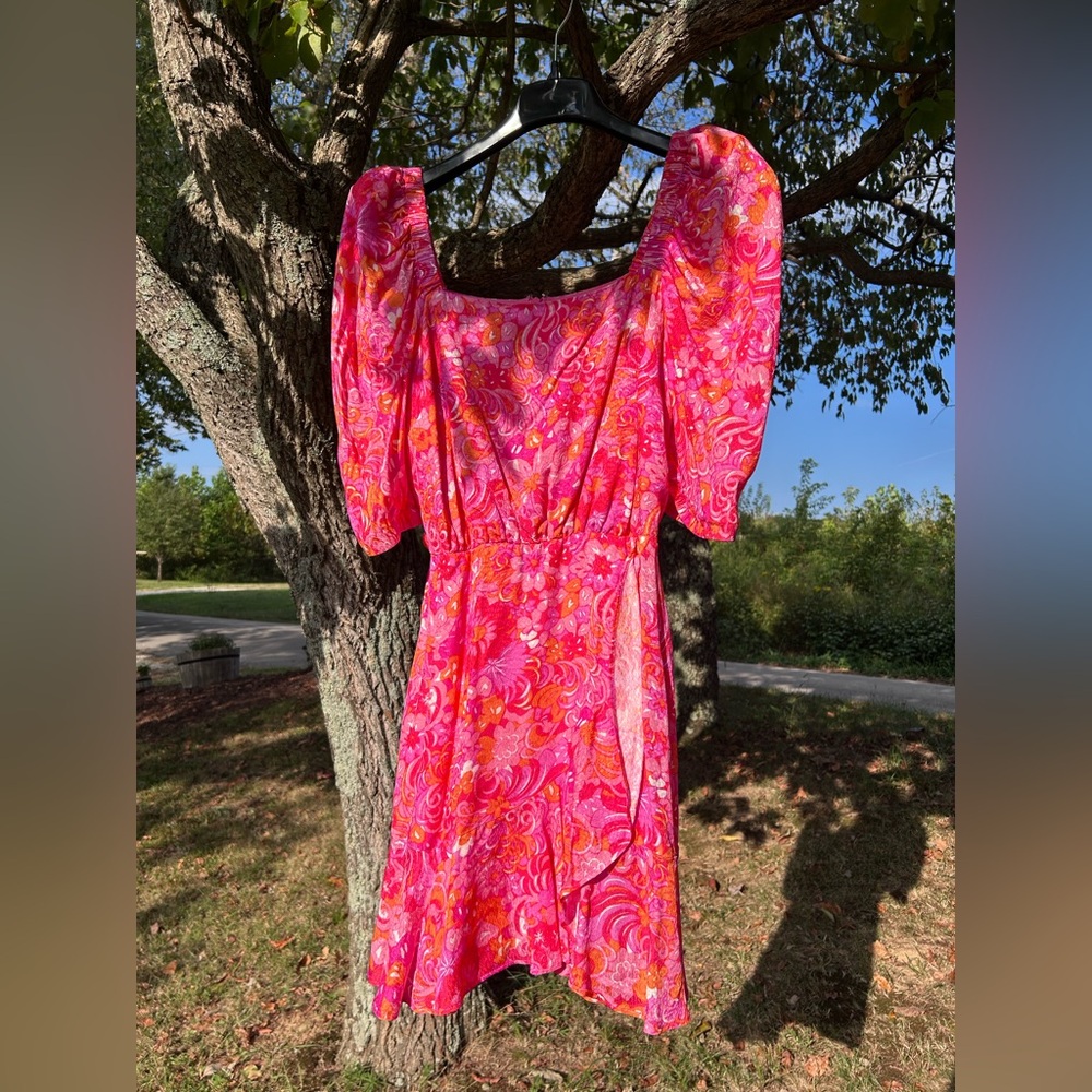 Ted Baker Bethha Paisley Retro Psychedelic Inspired Puff Sleeved Midi Dress